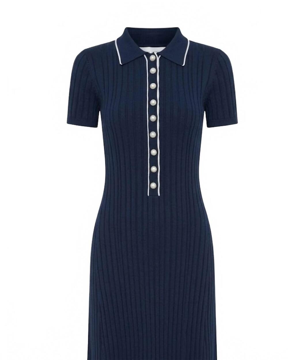 NEW ANNA QUAN women's penelope midi dress in sailor w/silence trim